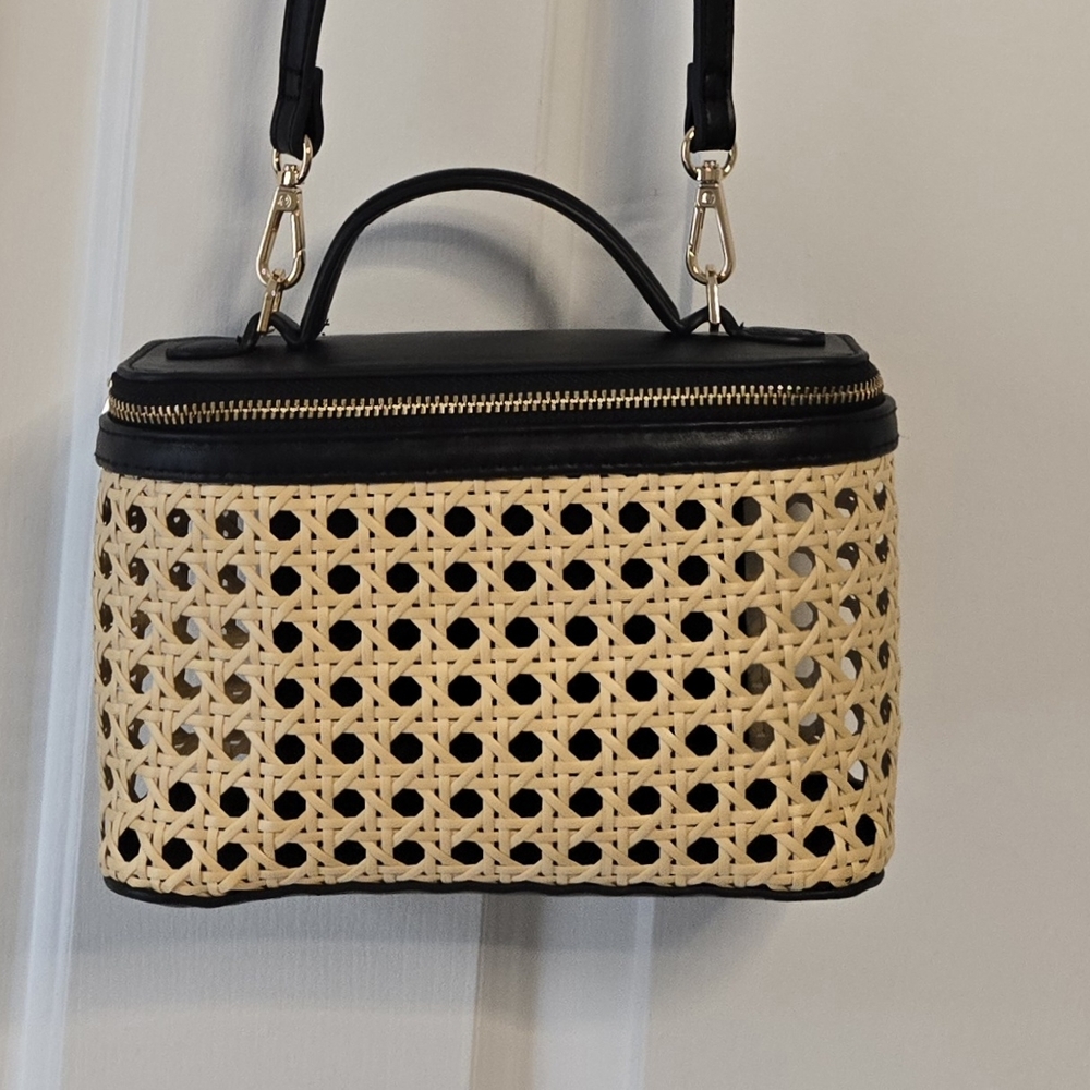 NWOT Black and Tan Woven Mini Crossbody Bag